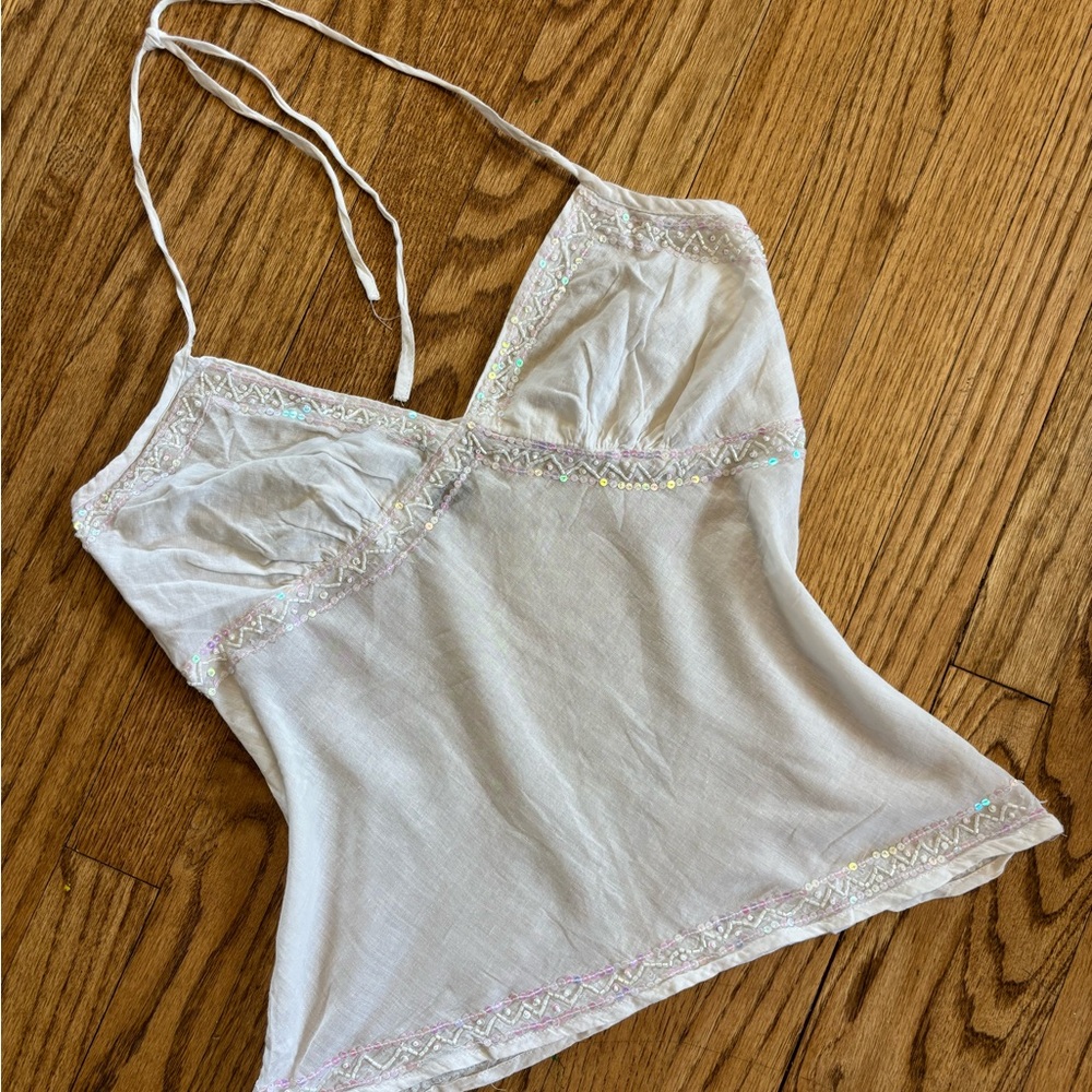 Vintage Forever 21 White Camisole with Iridescent Accents